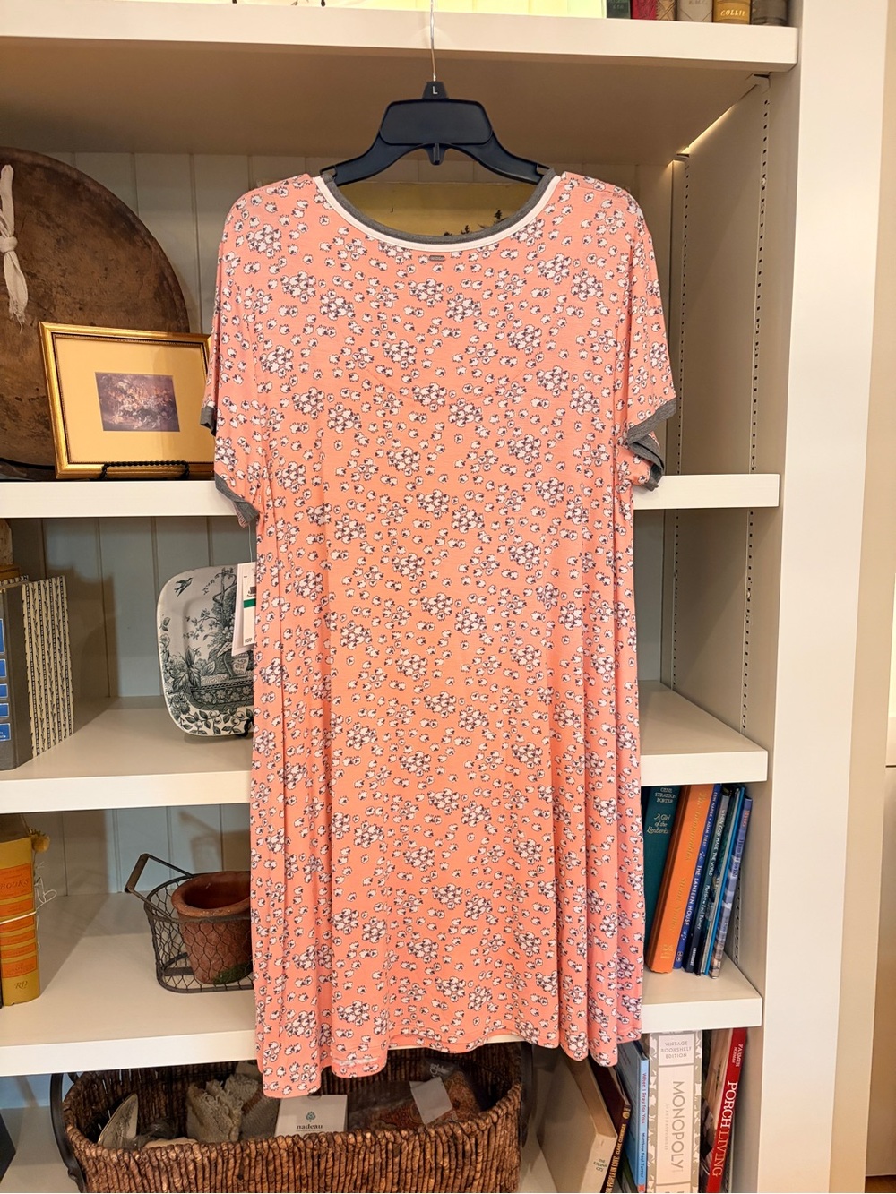 NWT KENSIE KNEE LENGTH PEACH/PINK LOUNGE/SLEEPWEAR SMALL LAMB PRINT SZ LARGE - Picture 2 of 8
